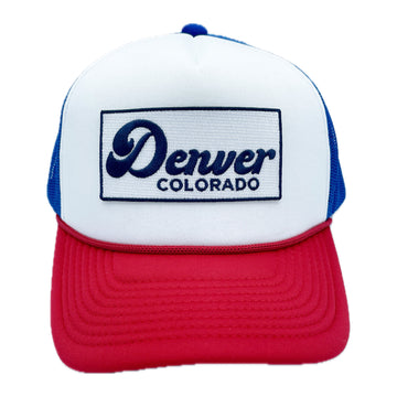 Buy red-white-blue Denver, Colorado Trucker Hat - Retro Snapback Denver Hat