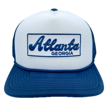 Buy navy-blue Atlanta, Georgia Trucker Hat - Retro Snapback Atlanta Hat