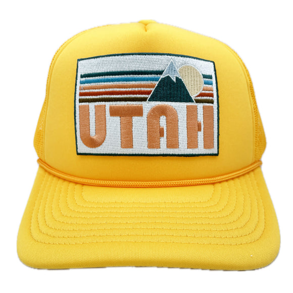 Utah Trucker Hat - Retro Mountain Utah Snapback Hat
