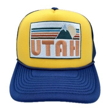 Utah Trucker Hat - Retro Mountain Utah Snapback Hat - 0