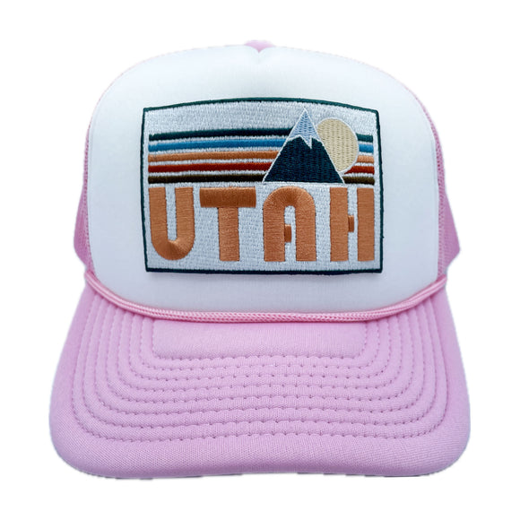 Utah Trucker Hat - Retro Mountain Utah Snapback Hat