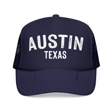 Kids Austin, Texas Trucker Hat - Youth Snapback Cap on white background