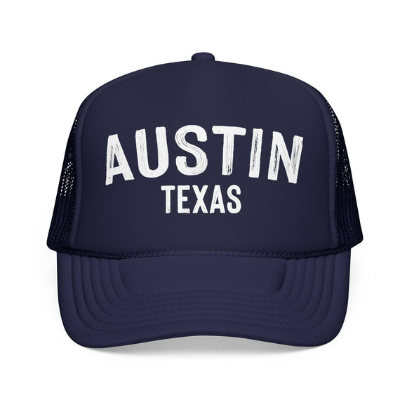 Kids Austin, Texas Trucker Hat - Youth Snapback Cap on white background