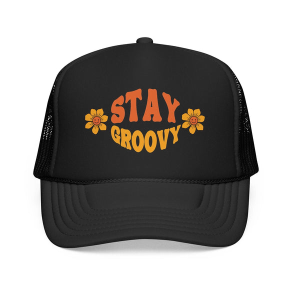 Kids Stay Groovy Trucker Hat Boho - Youth Snapback Cap