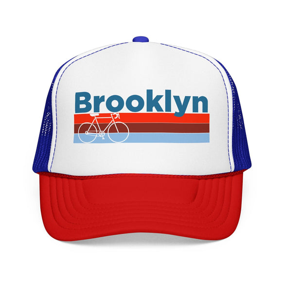 Kids Brooklyn, New York Trucker Hat Foam Bike - Youth Cap on white background