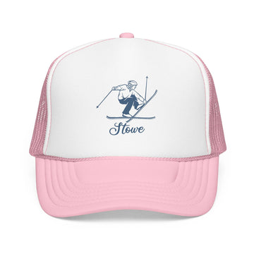 Kids Stowe, Vermont Snow Ski Trucker Hat - Youth Snapback on white background