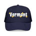 Kids Vermont Trucker Hat Retro Daisy Foam Mesh Snapback on white background