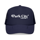 Kids Park City, Utah Trucker Hat Foam - Youth Snapback Cap on white background