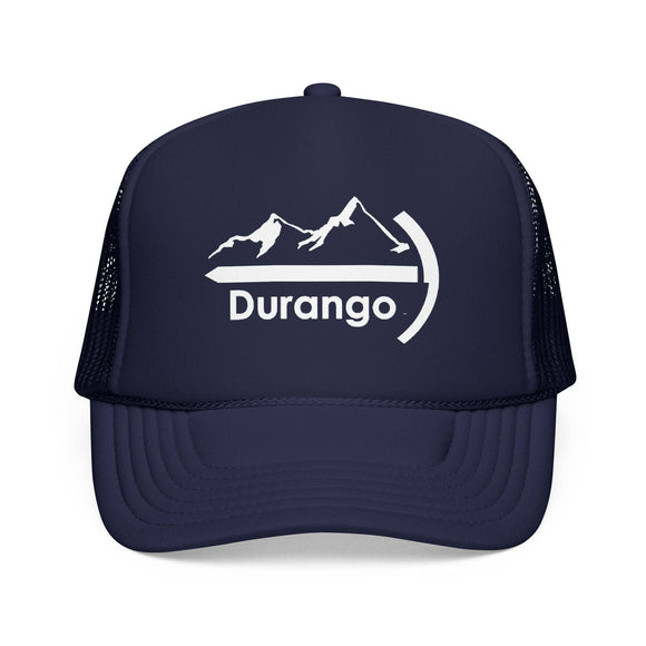 Kids Durango, Colorado Trucker Hat Foam Crested Butte on white background