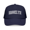 Kids Brooklyn, New York Trucker Hat Vintage College Foam Mes on white background