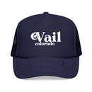 Kids Vail, Colorado Trucker Hat Foam - Youth Snapback Cap on white background