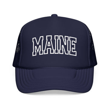 Kids Maine Trucker Hat Vintage College Foam Mesh - Youth Cap on white background