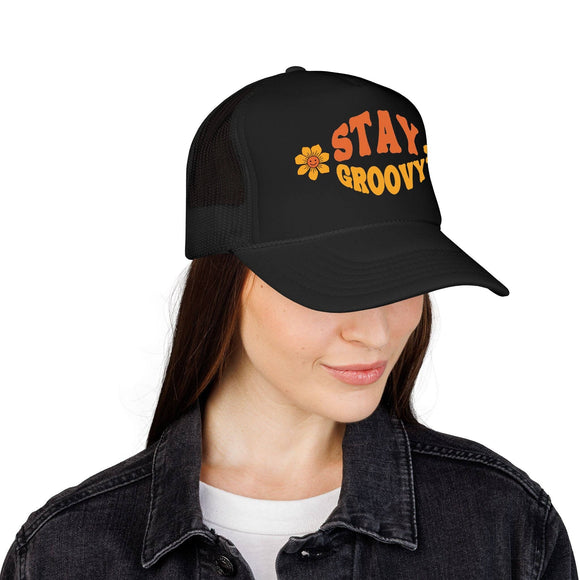 Kids Stay Groovy Trucker Hat Boho - Youth Snapback Cap