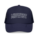 Kids Midwest Trucker Hat Vintage College Foam Mesh Youth Cap on white background