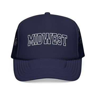 Kids Midwest Trucker Hat Vintage College Foam Mesh Youth Cap on white background