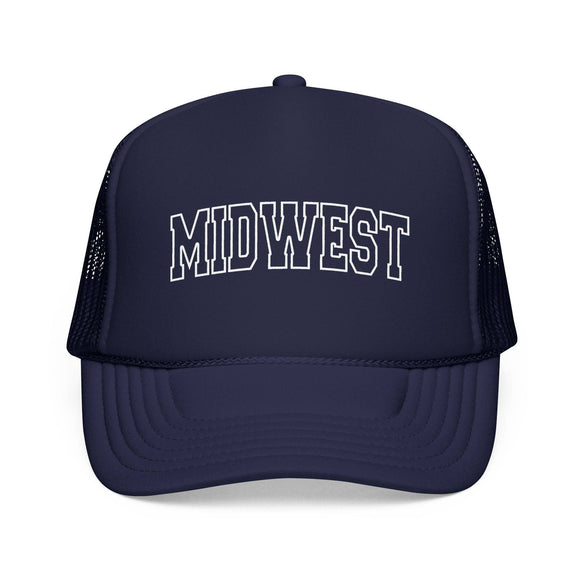 Kids Midwest Trucker Hat Vintage College Foam Mesh Youth Cap on white background
