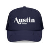 Kids Austin, Texas Trucker Hat Foam - Youth Snapback Cap on white background