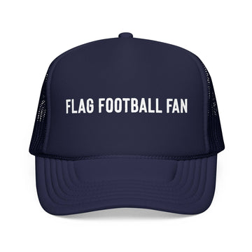 Kids Flag Football Fan Trucker Hat - Youth Snapback Cap on white background