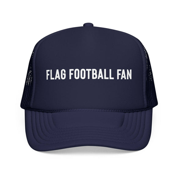 Kids Flag Football Fan Trucker Hat - Youth Snapback Cap on white background