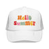 Kids Hello Summer Trucker Hat Boho - Youth Snapback Cap on white background