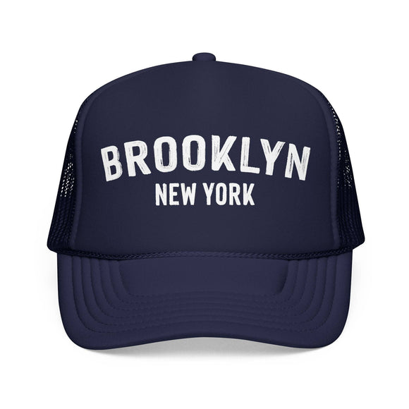 Kids Brooklyn, New York Trucker Hat - Youth Snapback Cap on white background
