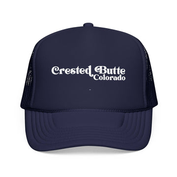 Kids Crested Butte, Colorado Trucker Hat Foam - Youth Cap on white background