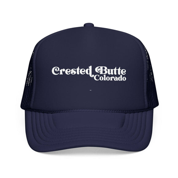 Kids Crested Butte, Colorado Trucker Hat Foam - Youth Cap on white background