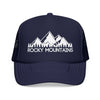Kids Rocky Mountains Trucker Hat - Youth Snapback Cap on white background