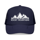Kids Rocky Mountains Trucker Hat - Youth Snapback Cap on white background