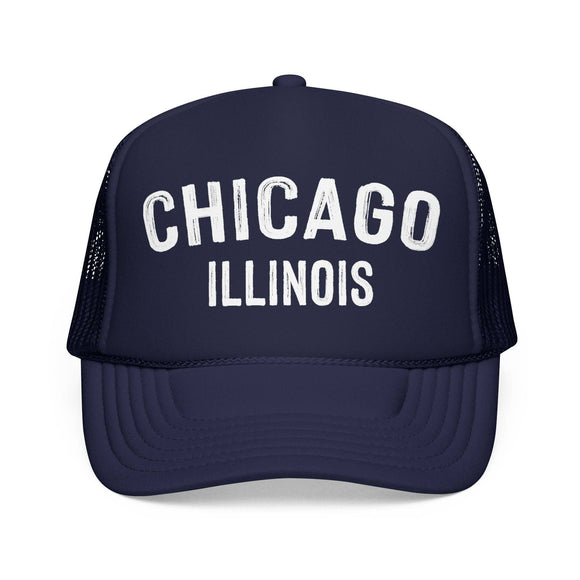 Kids Chicago, Illinois Trucker Hat - Youth Snapback Cap on white background