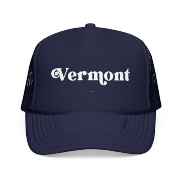 Kids Vermont Trucker Hat Foam - Youth Snapback Cap on white background