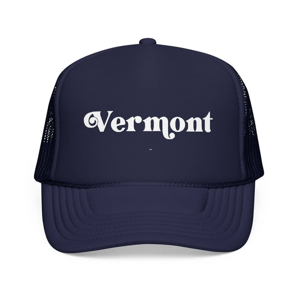 Kids Vermont Trucker Hat Foam - Youth Snapback Cap on white background
