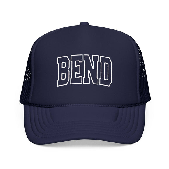 Kids Bend, Oregon Trucker Hat Vintage College Foam Mesh on white background