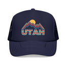 Kids Utah Retro Mountain Trucker Hat - Youth Snapback Cap on white background
