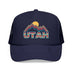 Kids Utah Retro Mountain Trucker Hat - Youth Snapback Cap on white background