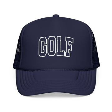 Kids Golf Trucker Hat - Youth Snapback Cap on white background