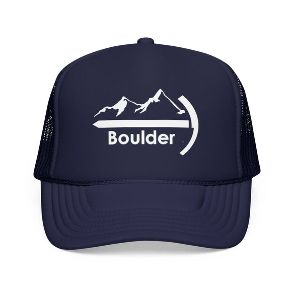 Kids Boulder, Colorado Trucker Hat Foam - Youth Snapback Cap on white background