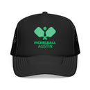 Kids Austin, Texas Pickleball Trucker Hat - Youth Snapback on white background