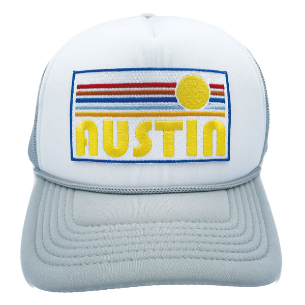 Austin, Texas Toddler Trucker Hat (Ages 2-12) - Retro Sunrise Austin Snapback Youth Hat / Kid's Hat