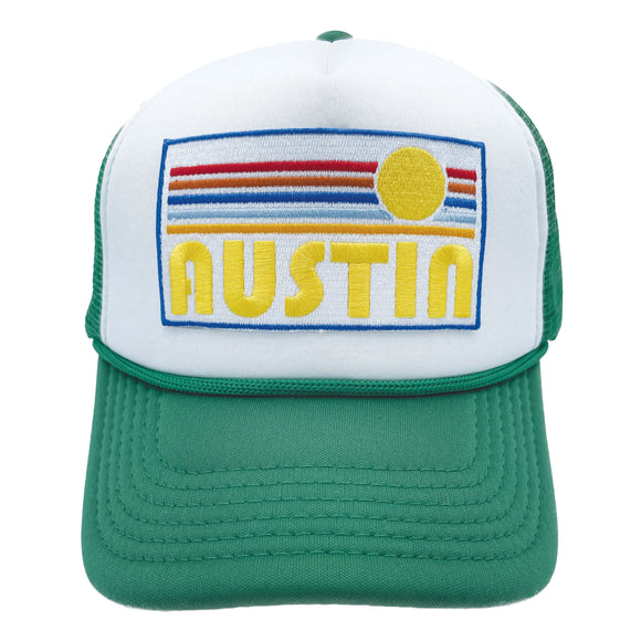 Kids' Austin, Texas Trucker Hat - Retro Sun Snapback Youth Hat