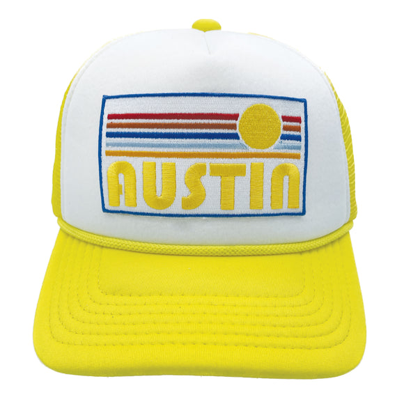 Kids' Austin, Texas Trucker Hat - Retro Sun Snapback Youth Hat
