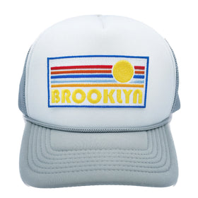 Buy gray-white Kid's Brooklyn, New York Hat - Retro Sunrise Snapback Youth Hat