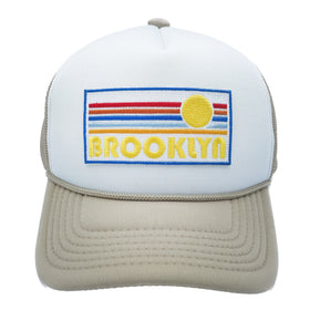 Buy tan-white Kid's Brooklyn, New York Hat - Retro Sunrise Snapback Youth Hat