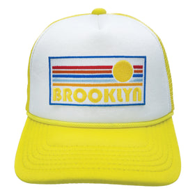 Buy yellow-white Kid's Brooklyn, New York Hat - Retro Sunrise Snapback Youth Hat