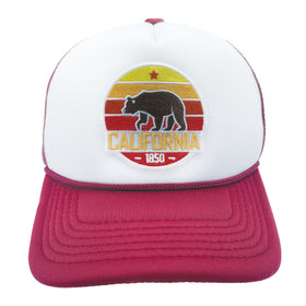 Buy maroon-white Kids' California Trucker Hat - Retro Bear Snapback Youth Hat