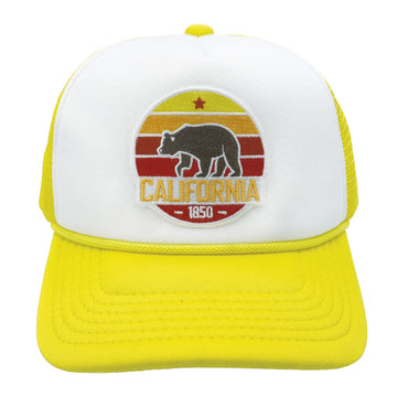 Buy yellow-white Kids' California Trucker Hat - Retro Bear Snapback Youth Hat