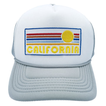 Buy gray-white Kids' California Trucker Hat - Retro Sun Snapback Youth Hat