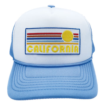 Buy light-blue-white Kids' California Trucker Hat - Retro Sun Snapback Youth Hat
