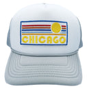 Kids' Chicago, Illinois Trucker Hat - Retro Sunrise Snapback Youth Hat-2