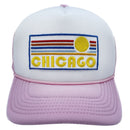 Kids' Chicago, Illinois Trucker Hat - Retro Sunrise Snapback Youth Hat-8